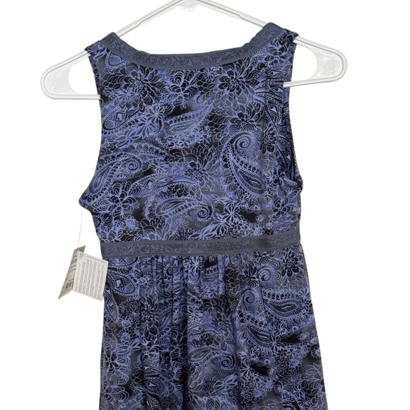 Athleta Dress Nearly Knottical Navy Blue Paisley Sleevless Athletic size XXS - Picture 9 of 9